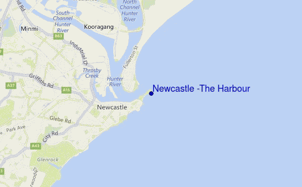 mapa de localização de Newcastle -The Harbour