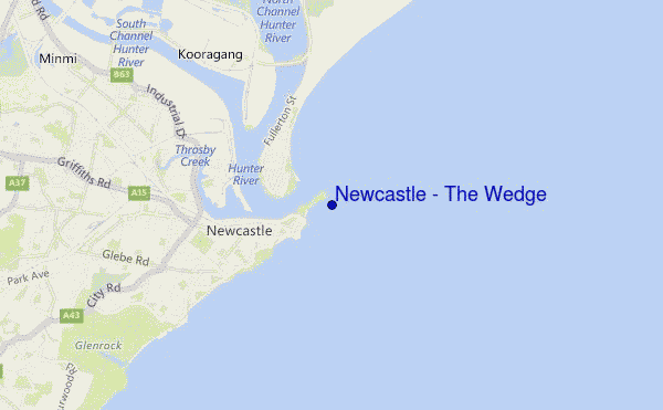 mapa de localização de Newcastle - The Wedge