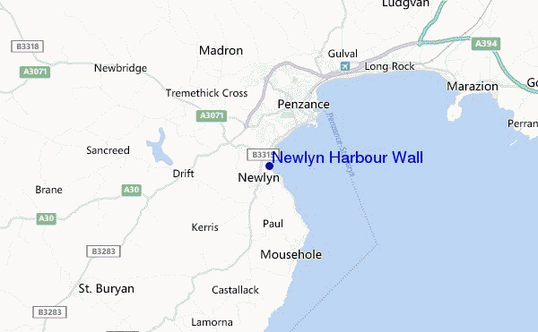 mapa de localização de Newlyn Harbour Wall