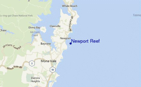mapa de localização de Newport Reef