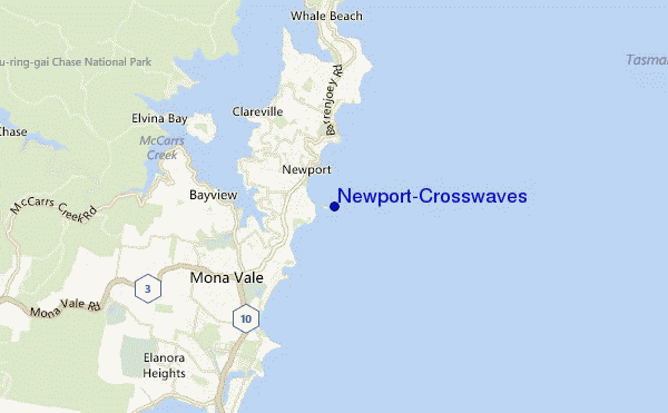 mapa de localização de Newport-Crosswaves