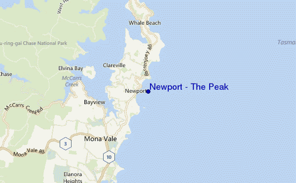 mapa de localização de Newport - The Peak