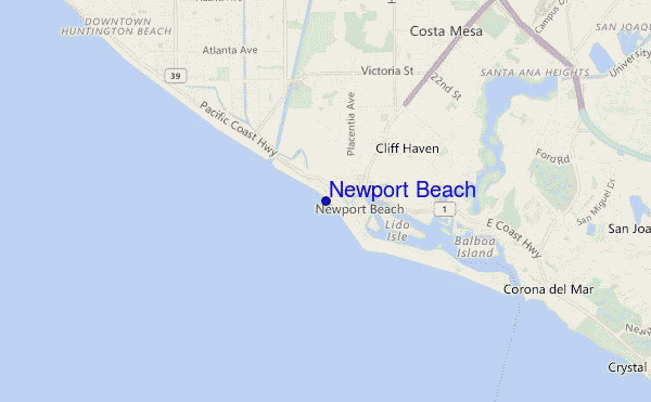 mapa de localização de Newport Beach