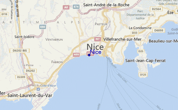 mapa de localização de Nice