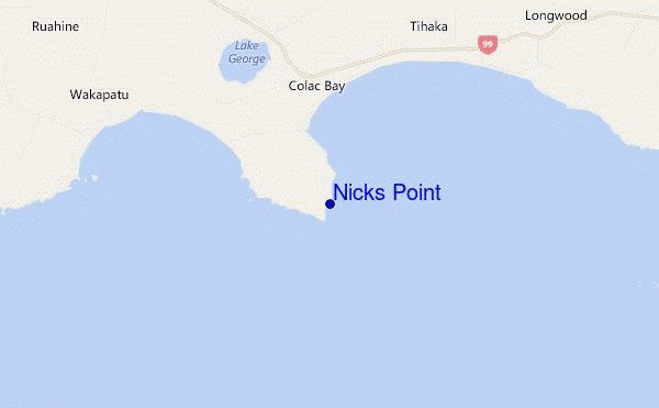 mapa de localização de Nicks Point