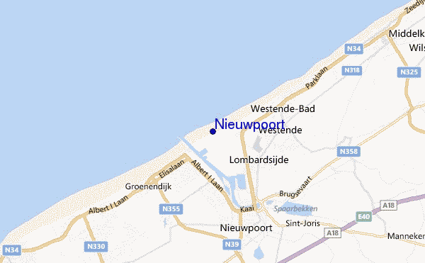 mapa de localização de Nieuwpoort