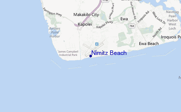 mapa de localização de Nimitz Beach