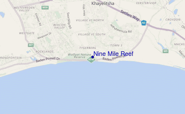 mapa de localização de Nine Mile Reef