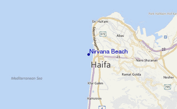 mapa de localização de Nirvana Beach
