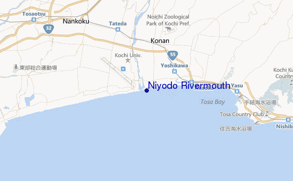 mapa de localização de Niyodo Rivermouth