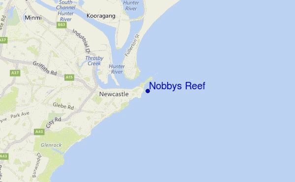mapa de localização de Nobbys Reef