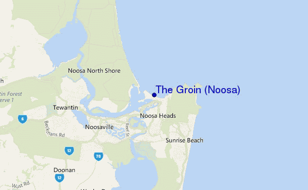 mapa de localização de The Groin (Noosa)