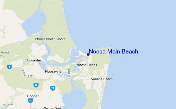 mapa de localização de Noosa Main Beach