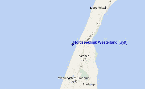 mapa de localização de Nordseeklinik Westerland (Sylt)