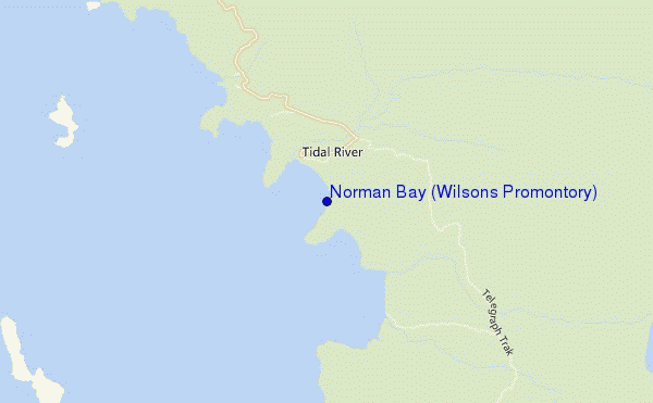 mapa de localização de Norman Bay (Wilsons Promontory)
