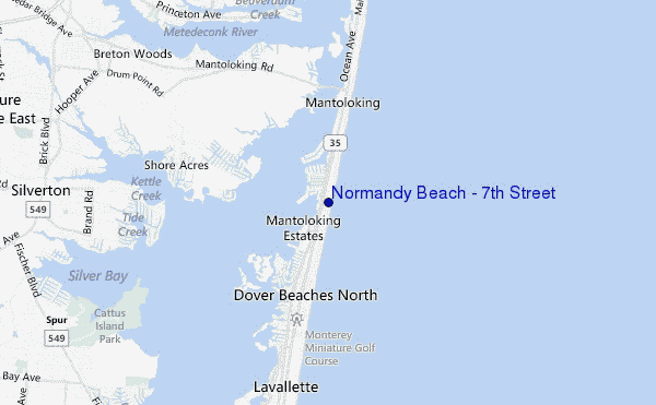 mapa de localização de Normandy Beach - 7th Street