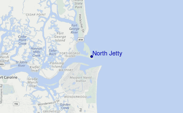 mapa de localização de North Jetty