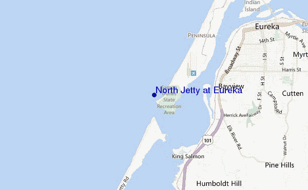 mapa de localização de North Jetty at Eureka