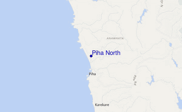 mapa de localização de Piha North