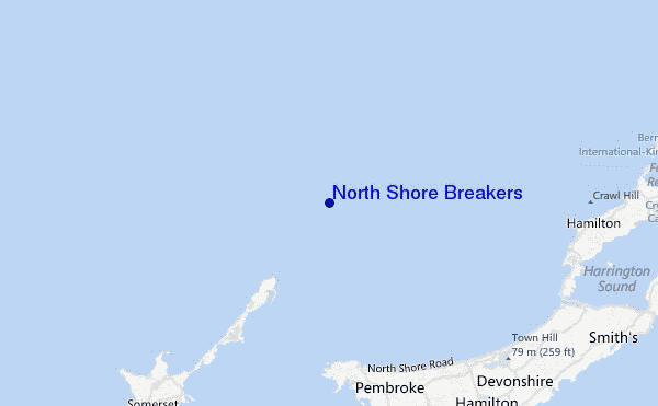 mapa de localização de North Shore Breakers