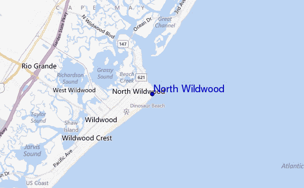 mapa de localização de North Wildwood