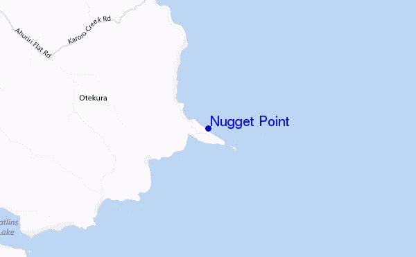 mapa de localização de Nugget Point