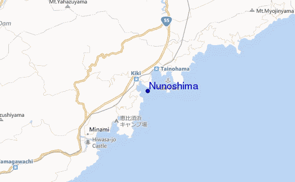 mapa de localização de Nunoshima