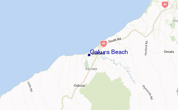 mapa de localização de Oakura Beach