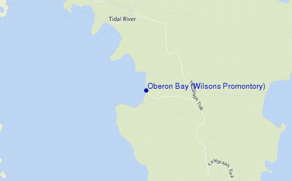 mapa de localização de Oberon Bay (Wilsons Promontory)