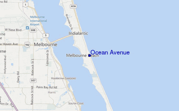 mapa de localização de Ocean Avenue