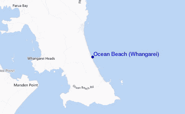 mapa de localização de Ocean Beach (Whangarei)