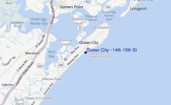 mapa de localização de Ocean City - 14th 15th St