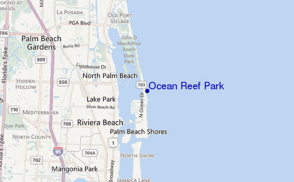 mapa de localização de Ocean Reef Park
