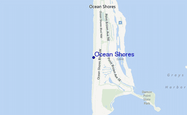 mapa de localização de Ocean Shores