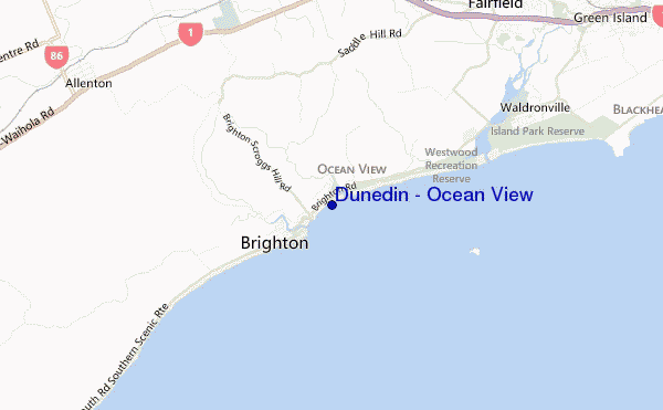 mapa de localização de Dunedin - Ocean View