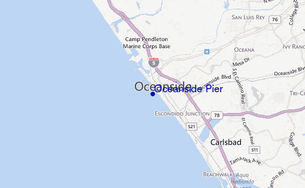 mapa de localização de Oceanside Pier