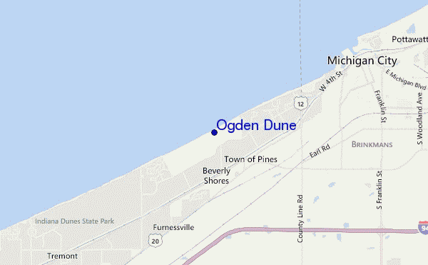 mapa de localização de Ogden Dune