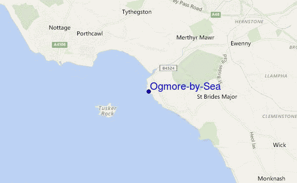 mapa de localização de Ogmore-by-Sea