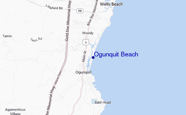 mapa de localização de Ogunquit Beach