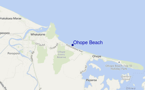 mapa de localização de Ohope Beach