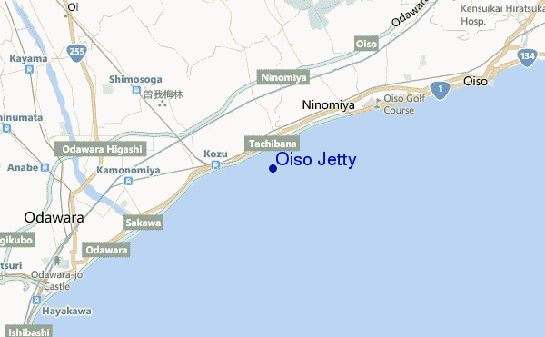 mapa de localização de Oiso Jetty