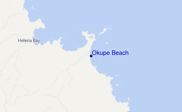 mapa de localização de Okupe Beach