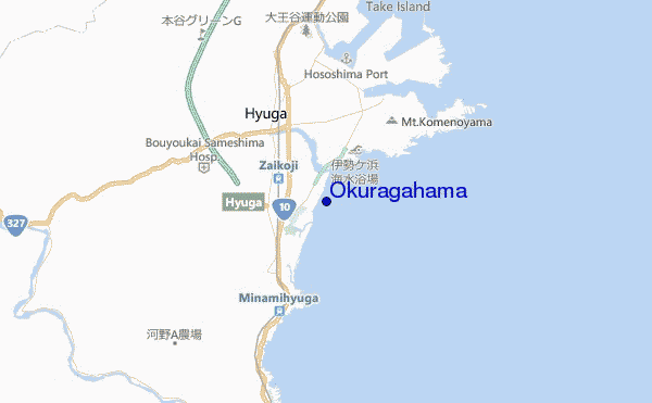 mapa de localização de Okuragahama