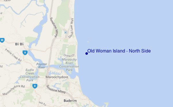 mapa de localização de Old Woman Island - North Side