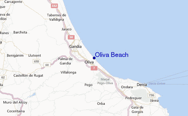 Oliva Beach Location Map