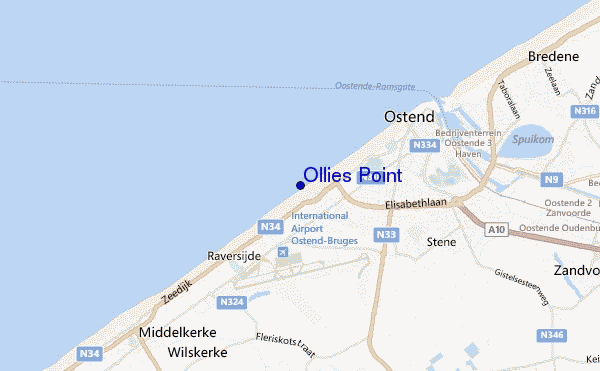 mapa de localização de Ollies Point