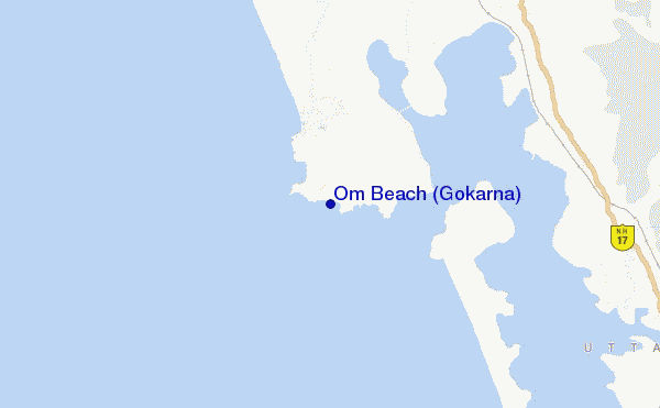 mapa de localização de Om Beach (Gokarna)