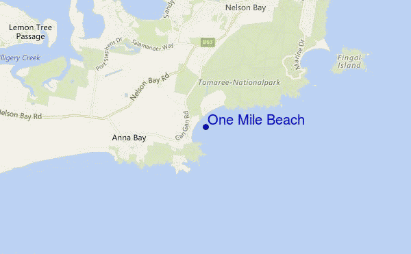 mapa de localização de One Mile Beach