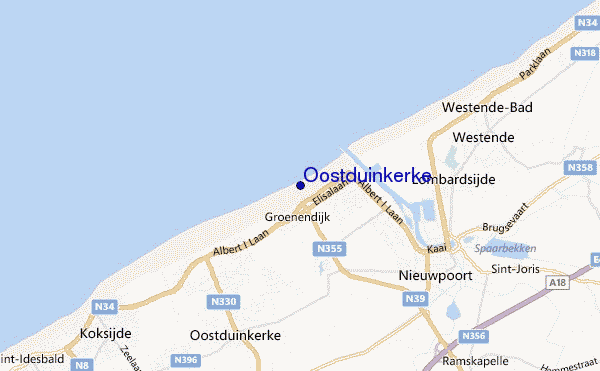 mapa de localização de Oostduinkerke