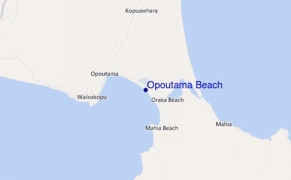 mapa de localização de Opoutama Beach